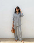 Ensemble Lin premium naturel — Gris glacier