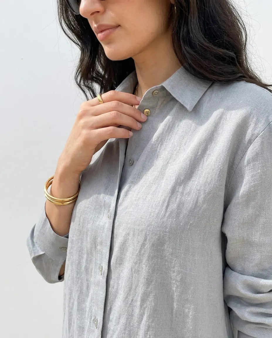 Ensemble Lin premium naturel — Gris glacier