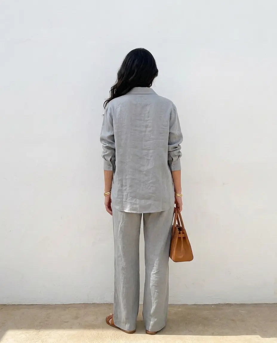 Ensemble Lin premium naturel — Chemise + Pantalon