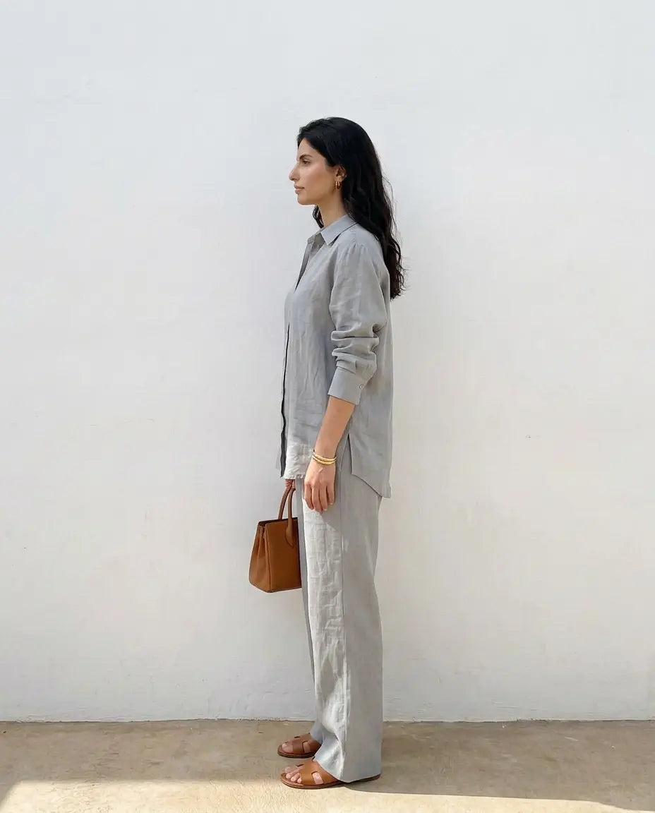 Ensemble Lin premium naturel — Chemise + Pantalon
