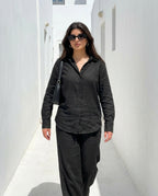 Ensemble Lin premium naturel — Noir Intense
