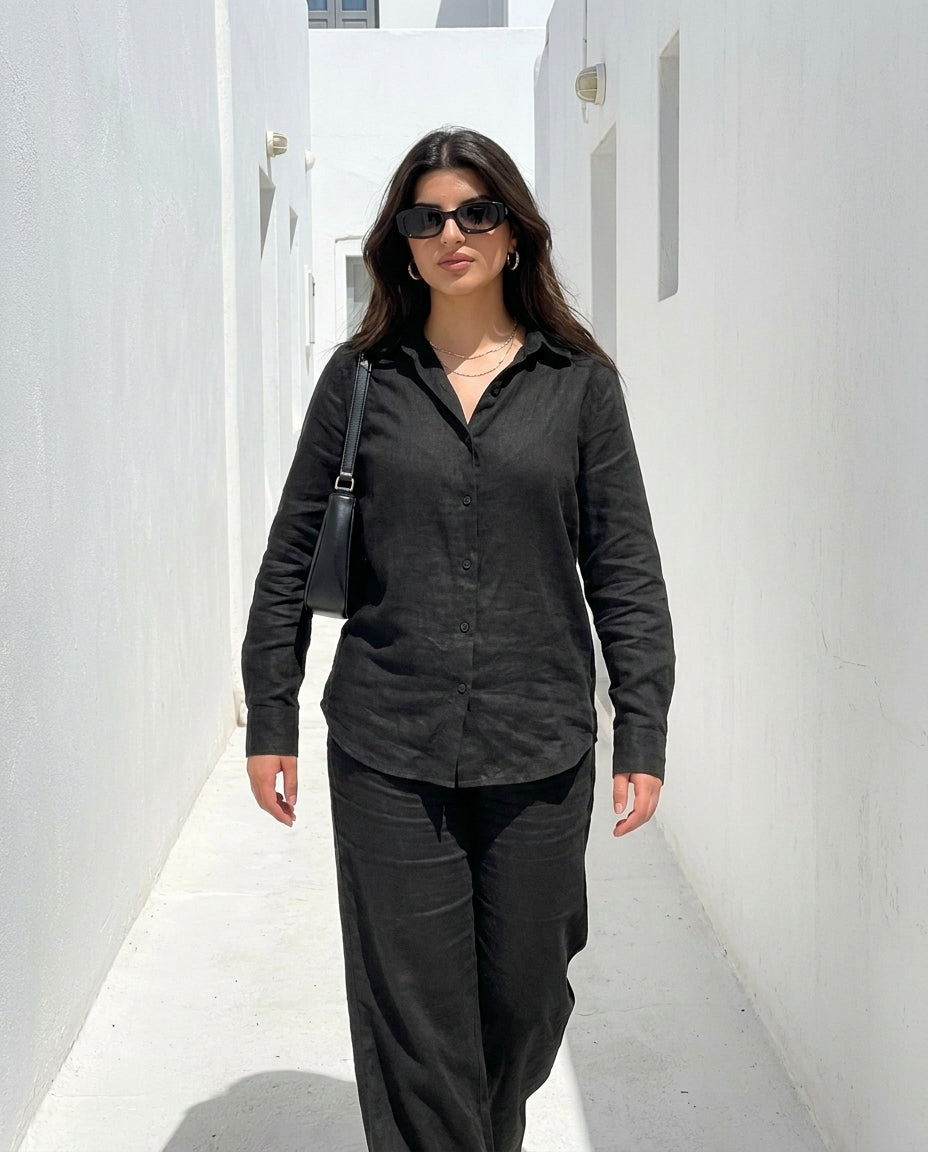 Ensemble Lin premium naturel — Chemise + Pantalon