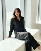 Ensemble Lin premium naturel — Noir Intense