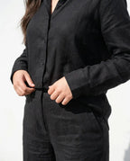 Ensemble Lin premium naturel — Noir Intense