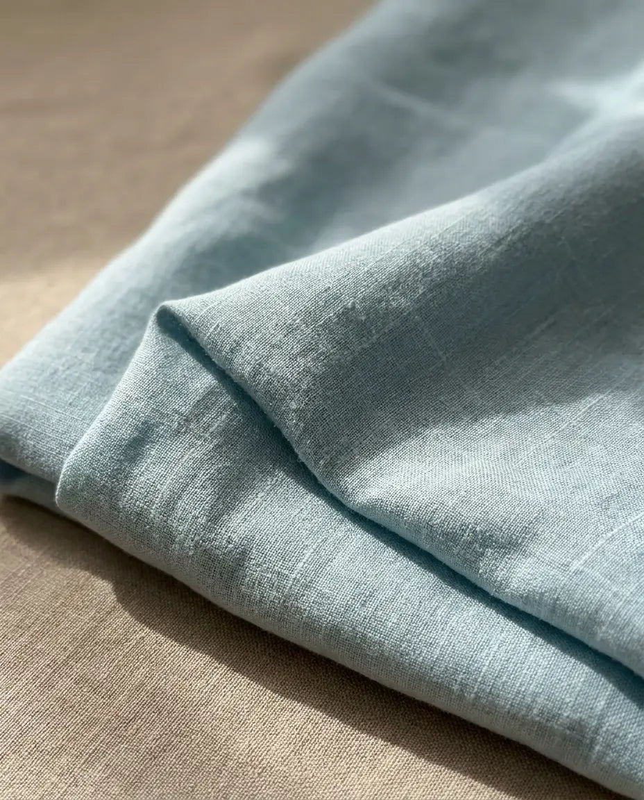 Ensemble Lin premium naturel — Bleu Poudré